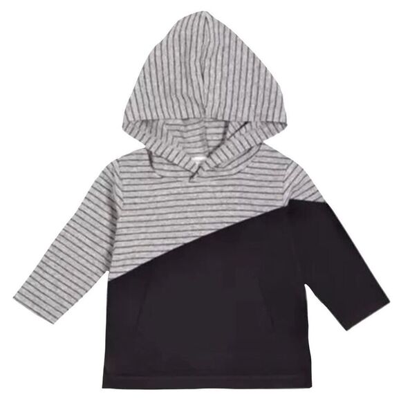 Miles the Label 3T Boys Stripe and Solid Black Grey Hoodie Tee Shirt - Picture 1 of 3